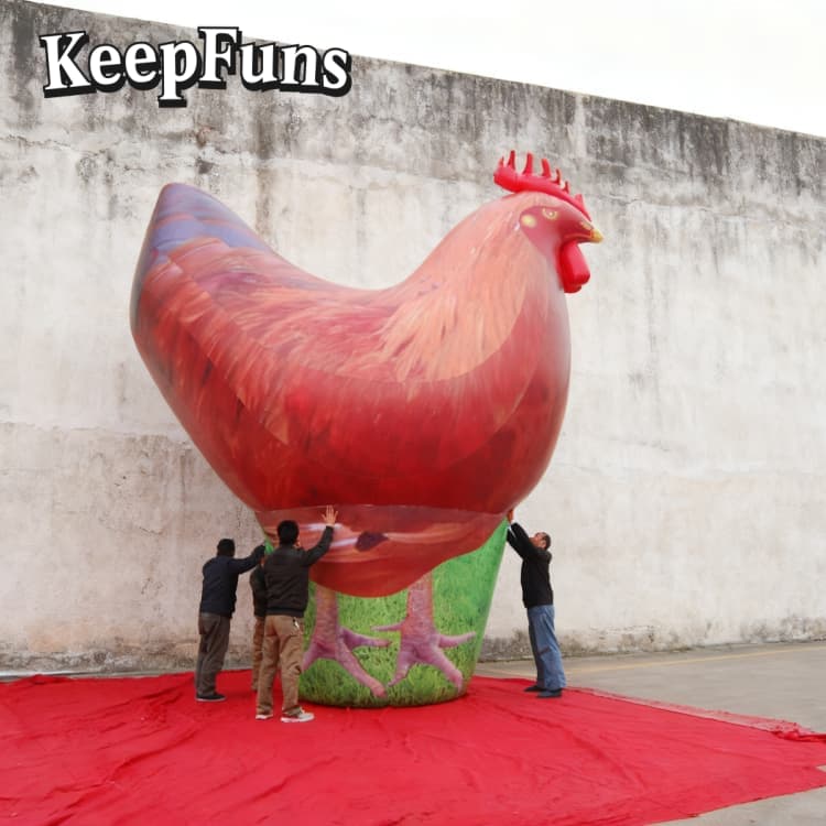 KeepFuns PVC Rooster Model - Waterproof Durable Custom Logo for Brand Marketing & Mall Events