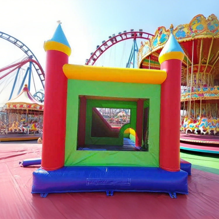KeepFuns Rainbow inflatable castle, children's slide trampoline park, outdoor parent-child interactive amusement facilities, beach and garden dual-purpose inflatable toys