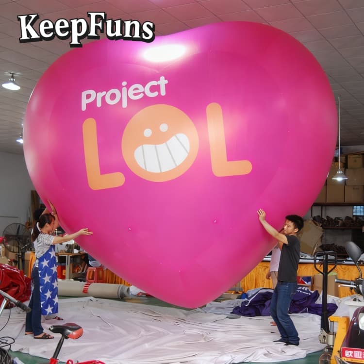 KeepFuns Fade-Resistant PVC Heart Balloon | Custom Logo Print | Waterproof & Durable for Brand Marketing/Events/Parties
