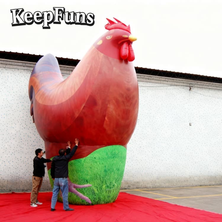 KeepFuns PVC Rooster Model - Waterproof Durable Custom Logo for Brand Marketing & Mall Events