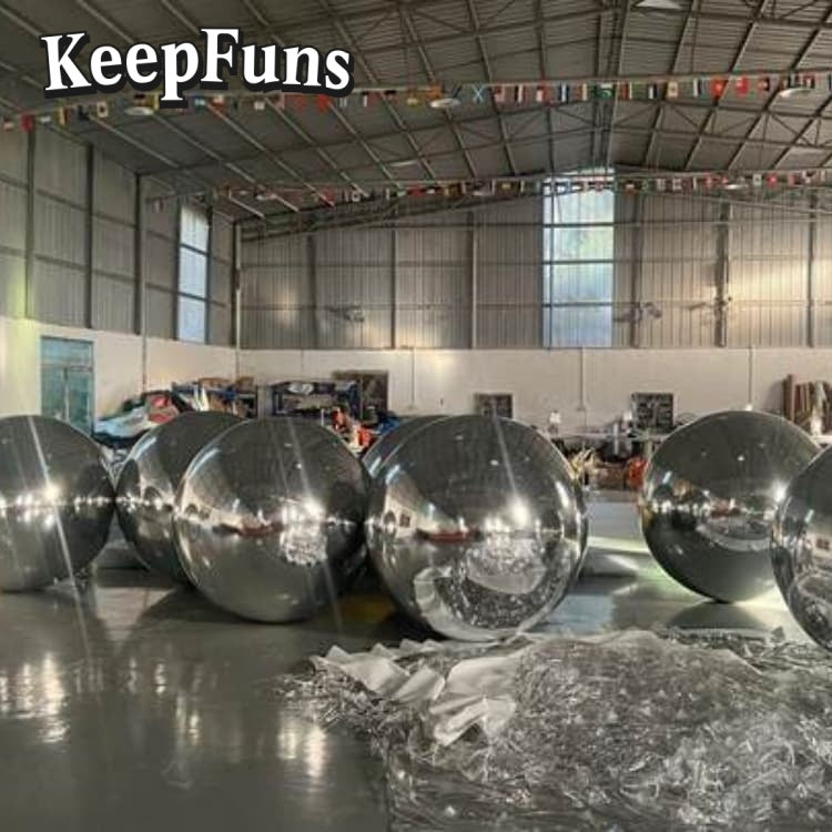 KeepFuns PVC inflatable Mirror balloons, customizable in size and Logo, made of waterproof and durable material, suitable for mall decorations, party decorations, theme events, and advertising promotions