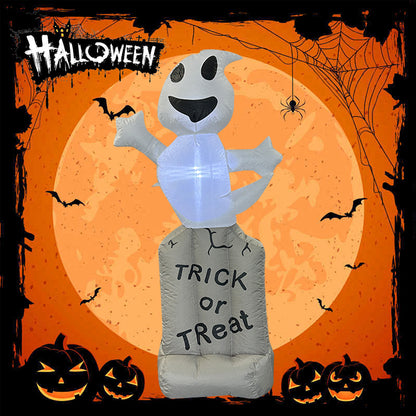5FT Halloween Inflatable Ghost on Tombstone Decoration - LED - Lit Trick or Treat Yard Decor for Outdoor Lawn, Garden, Party