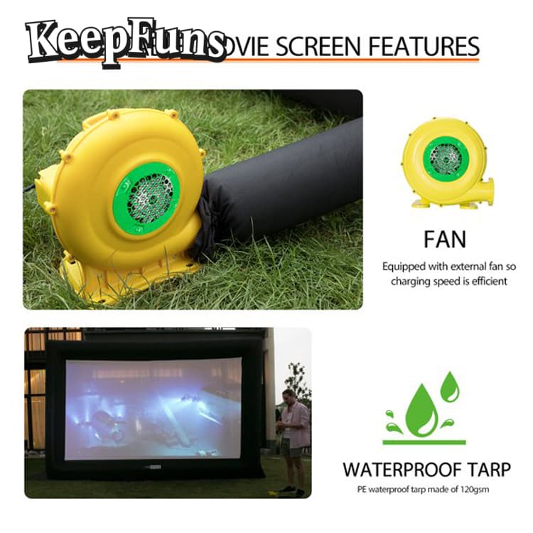 KeepFuns Inflatable Movie Screen/Projection Screen, with support legs, easy to install, customizable in size, suitable for indoor and outdoor screenings, and applicable to parties, gatherings, advertising, etc.