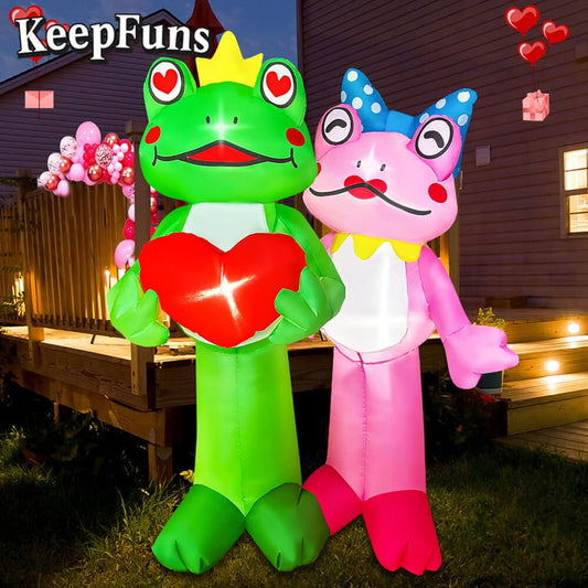 KeepFuns Valentine's Day Frog Couple Inflatable Decoration - Outdoor Garden Romantic Festival Inflatable Model