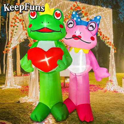 KeepFuns Valentine's Day Frog Couple Inflatable Decoration - Outdoor Garden Romantic Festival Inflatable Model