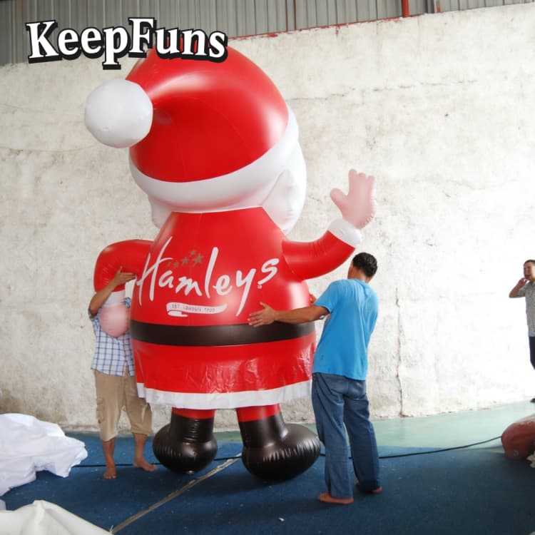 KeepFuns Waterproof PVC Santa Claus Model - Custom Logo Available for Christmas Yard/ Mall Decoration & Brand Marketing