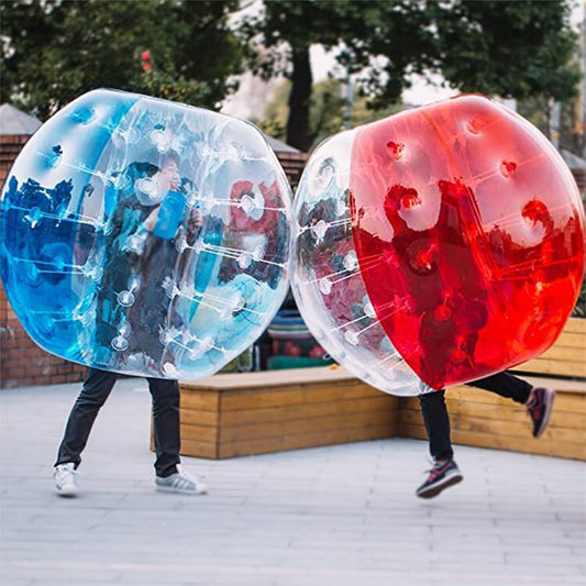 FeepFuns Adult inflatable bumper ball red and blue contrast outdoor team building props fun sports collision ball transparent inflatable battle ball
