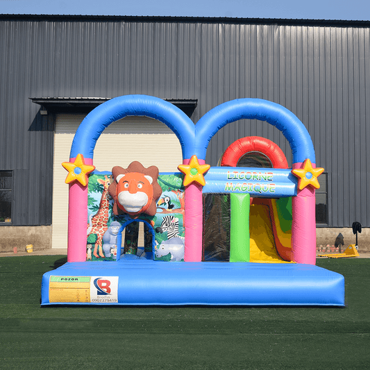 KeepFuns Animal theme inflatable amusement park Children's slide trampoline park Outdoor parent-child interactive amusement facilities Colorful cartoon inflatable toys