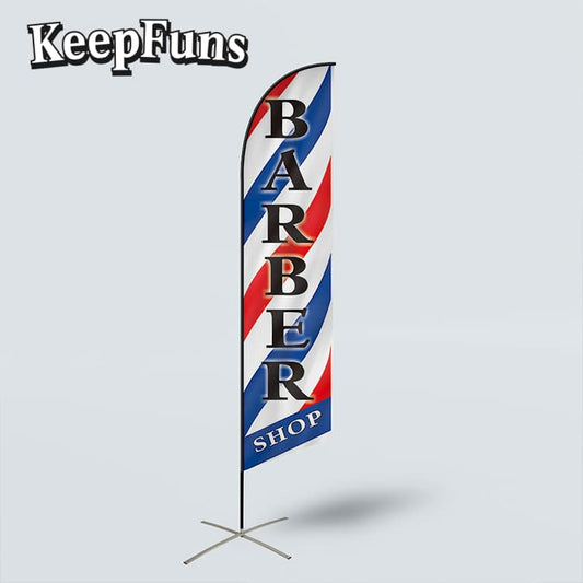 KeepFuns feather flags can be customized in size, color and printed content. They are easy to set up, lightweight, and made of sturdy materials, suitable for advertising, commercial promotion, sports events, etc.