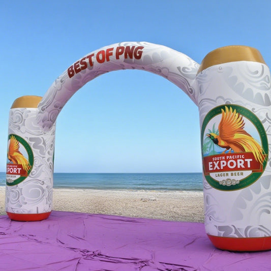KeepFuns Beer can shaped inflatable arch brand event promotion arch outdoor beach party arch custom LOGO marketing arch