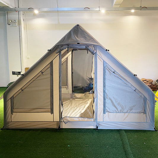 KeepFuns Beige inflatable tent outdoor camping family tent large capacity multi-person camping rain and sun protection camp tent