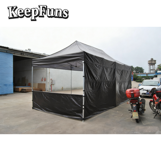 KeepFuns Black Folding Tent - Customizable Size & Printing, Easy Setup for Marketing Campaigns, Advertising & Outdoor Events