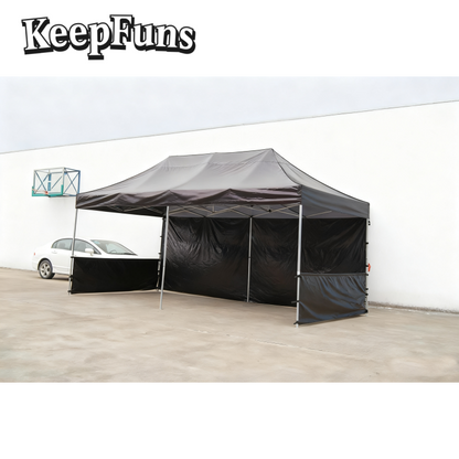 KeepFuns Black Folding Tent - Customizable Size & Printing, Easy Setup for Marketing Campaigns, Advertising & Outdoor Events