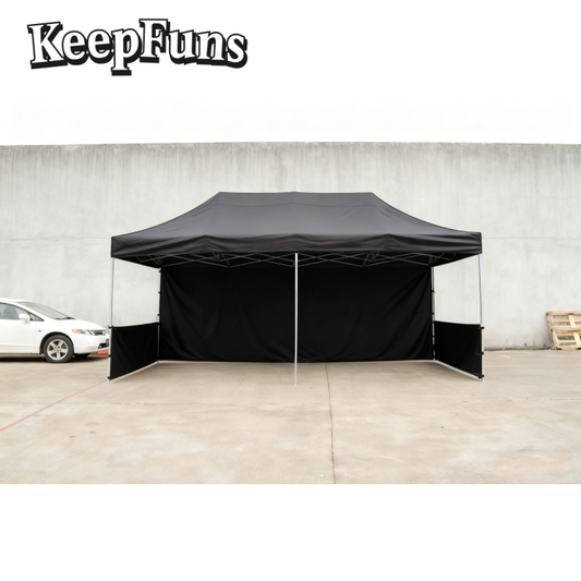 KeepFuns Black Folding Tent - Customizable Size & Printing, Easy Setup for Marketing Campaigns, Advertising & Outdoor Events