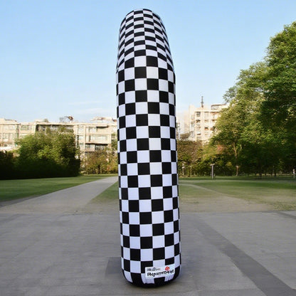 KeepFuns Black and white checkered angled inflatable arch for outdoor events, starting and ending points, running and cycling competitions, customized event signage, and arches