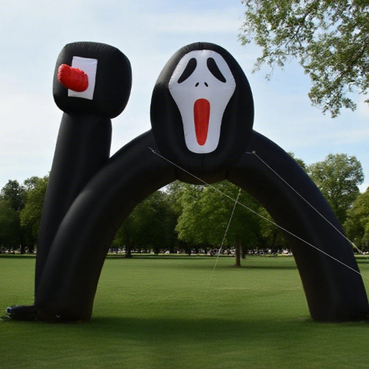 KeepFuns Black horror theme special shape advertising arch Halloween inflatable arch haunted house event decoration arch custom horror pattern arch