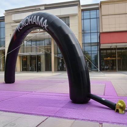 Keepfuns Black inflatable semicircular advertising arch, brand event promotion arch, automobile tire industry promotion arch, outdoor commercial performance display arch, customized LOGO marketing arch
