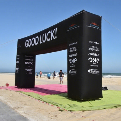 KeepFuns Black right angle inflatable advertising arch, outdoor event cheering arch, brand sponsorship promotion arch, large event cheering arch