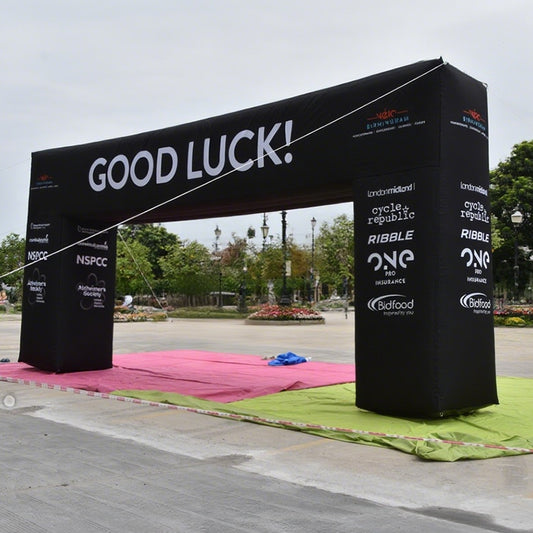 KeepFuns Black right angle inflatable advertising arch, outdoor event cheering arch, brand sponsorship promotion arch, large event cheering arch
