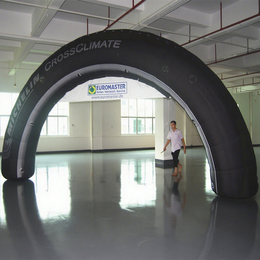 KeepFuns Black tire shape inflatable semicircular arch, car brand customized arch, indoor and outdoor event promotion arch, corporate LOGO advertising arch