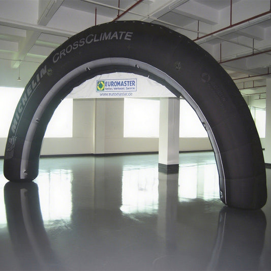 KeepFuns Black tire shape inflatable semicircular arch, car brand customized arch, indoor and outdoor event promotion arch, corporate LOGO advertising arch