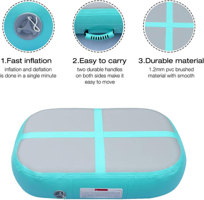 KeepFuns Blue and gray color portable inflatable gymnastics mat for adults, yoga and children's fitness training mat