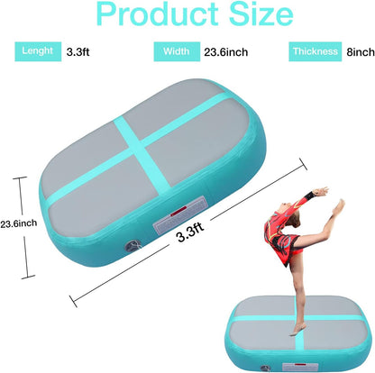 KeepFuns Blue and gray color portable inflatable gymnastics mat for adults, yoga and children's fitness training mat