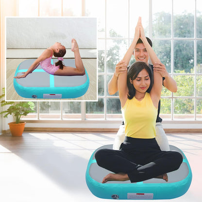 KeepFuns Blue and gray color portable inflatable gymnastics mat for adults, yoga and children's fitness training mat