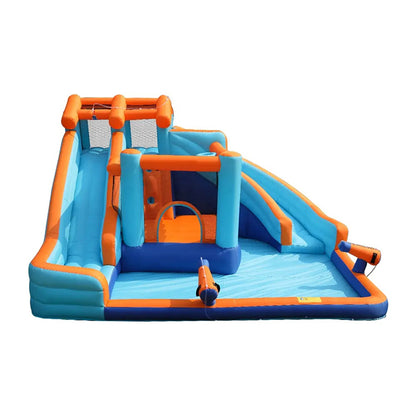KeepFuns Blue and orange contrast inflatable amusement park, children's outdoor slide water park, family parent-child interactive amusement facilities, courtyard inflatable water castle