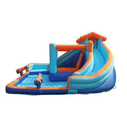 KeepFuns Blue and orange contrast inflatable amusement park, children's outdoor slide water park, family parent-child interactive amusement facilities, courtyard inflatable water castle
