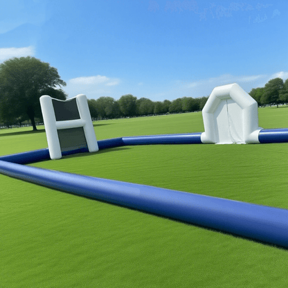 KeepFuns Blue and white inflatable football field Outdoor children's water football park Parent-child interactive water sports facilities