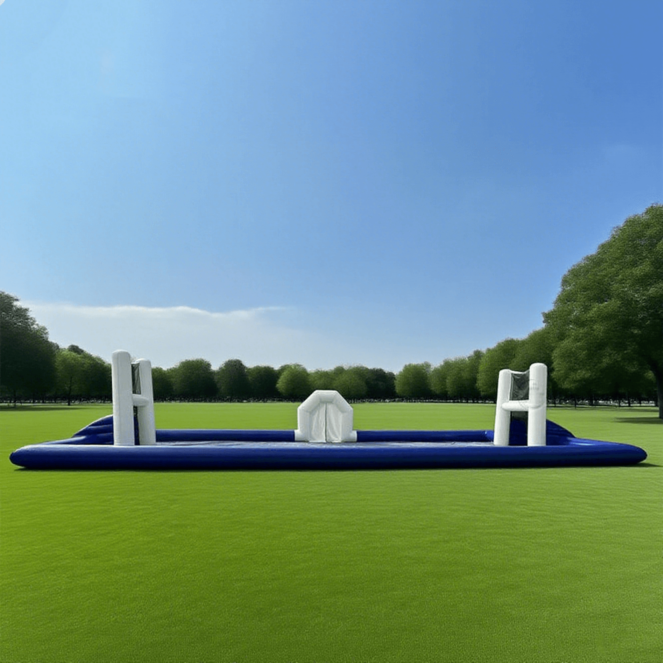 KeepFuns Blue and white inflatable football field Outdoor children's water football park Parent-child interactive water sports facilities