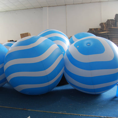 KeepFuns Blue and white striped inflatable advertising ball, large-scale event decoration air model, commercial promotion prop ball