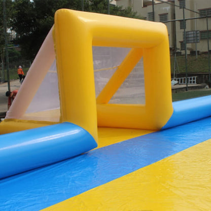 KeepFuns Blue and yellow contrast inflatable football field, children's outdoor football park, parent-child interactive sports and competition facilities