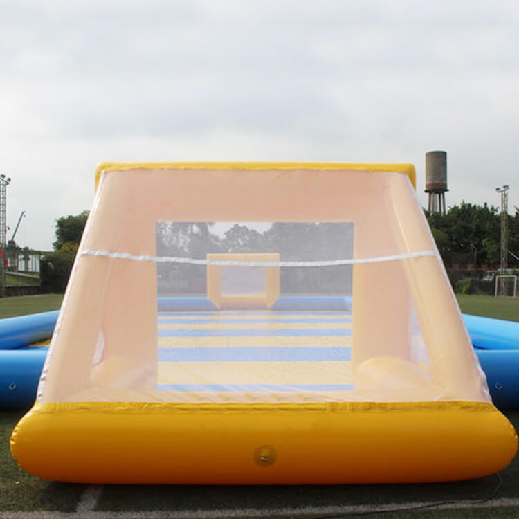 KeepFuns Blue and yellow contrast inflatable football field, children's outdoor football park, parent-child interactive sports and competition facilities