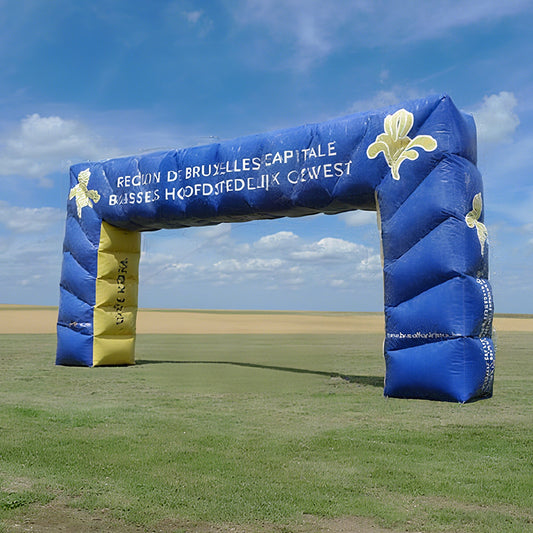 KeepFuns Blue and yellow contrast right angle inflatable arch Urban area publicity arch Large event welcome arch Customized text pattern arch