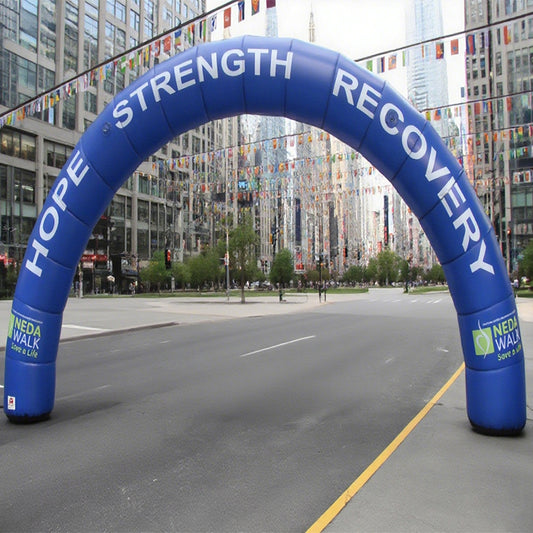 KeepFuns Blue charity event inflatable arch outdoor walking marathon arch motivational slogan publicity arch custom LOGO charity arch