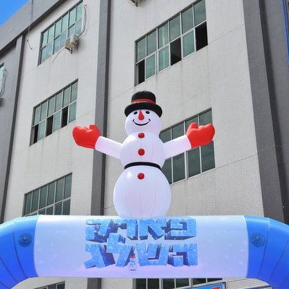 KeepFuns Blue snowman themed special shaped advertising arch Winter event inflatable arch Ice and snow festival decorative arch Custom cartoon festival arch