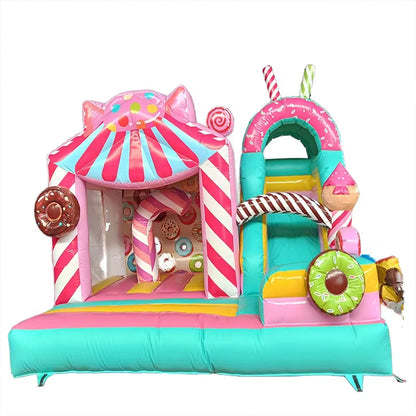 KeepFuns Candy theme inflatable castle Children's slide trampoline park Outdoor parent-child interactive amusement facilities Donut-shaped inflatable toys