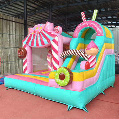 KeepFuns Candy theme inflatable castle Children's slide trampoline park Outdoor parent-child interactive amusement facilities Donut-shaped inflatable toys