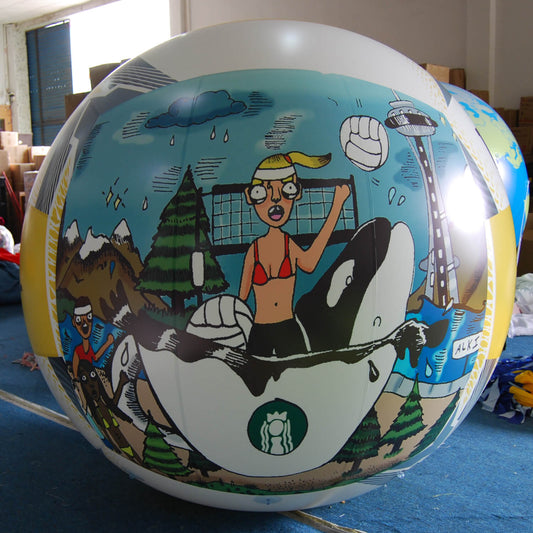 KeepFuns Cartoon beach theme inflatable advertising ball interesting illustration promotional inflatable model activity interactive giant prop ball
