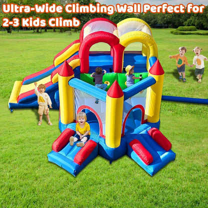 KeepFuns Children's inflatable castle, outdoor slide and trampoline park, family courtyard parent-child interactive amusement facilities, wear-resistant and tear-resistant inflatable toys
