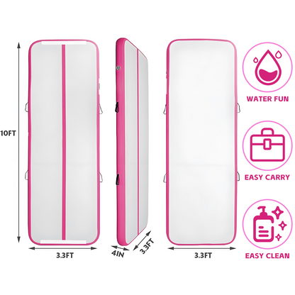 KeepFuns Children's inflatable gymnastics mat pink and white contrast professional training mat portable folding inflatable yoga mat fitness mat