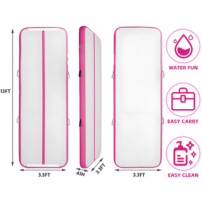 KeepFuns Children's inflatable gymnastics mat pink and white contrast professional training mat portable folding inflatable yoga mat fitness mat