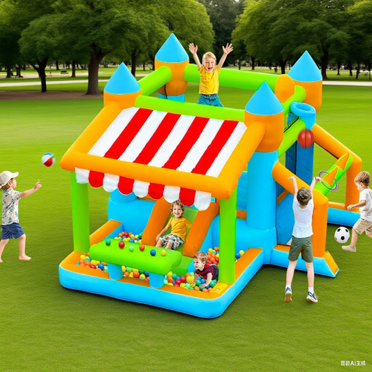KeepFuns Children's inflatable obstacle course, outdoor slide, climbing ball pool, parent-child interactive multifunctional amusement castle
