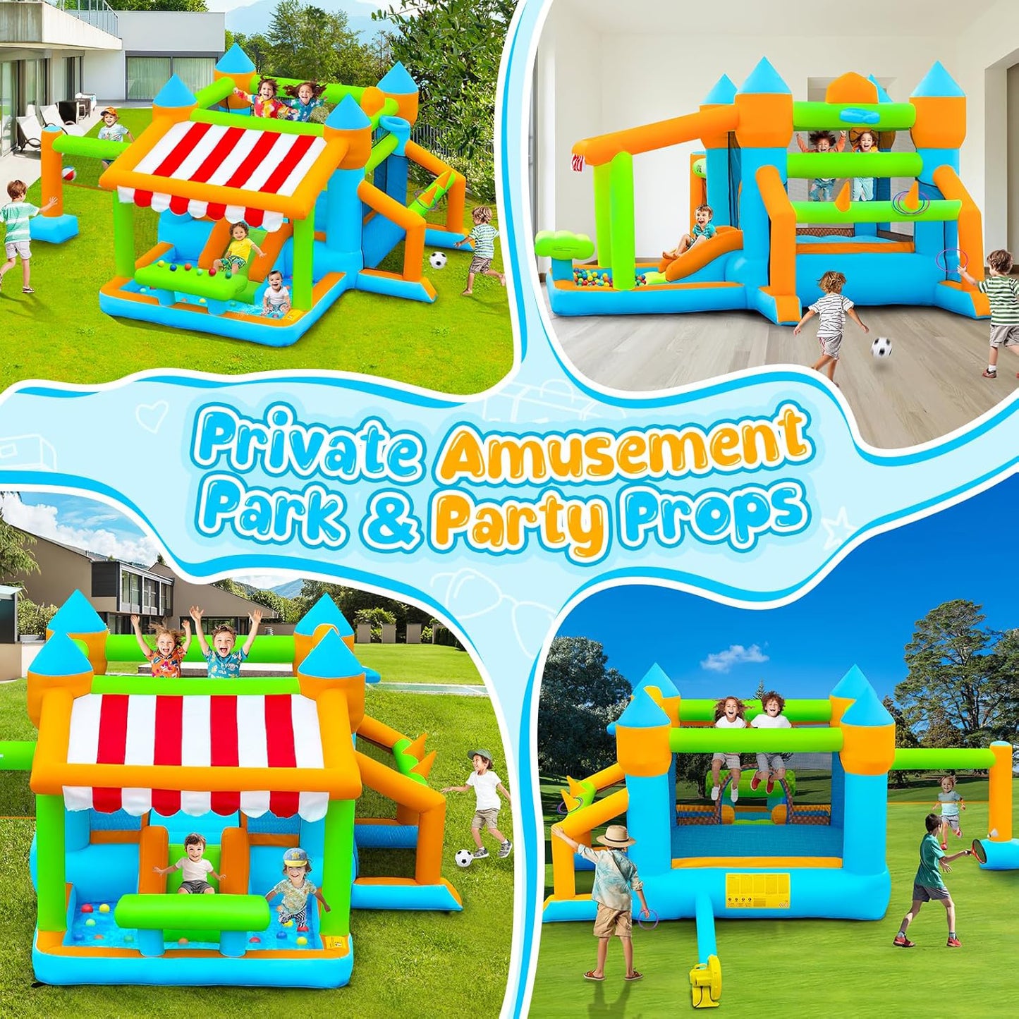 KeepFuns Children's inflatable obstacle course, outdoor slide, climbing ball pool, parent-child interactive multifunctional amusement castle