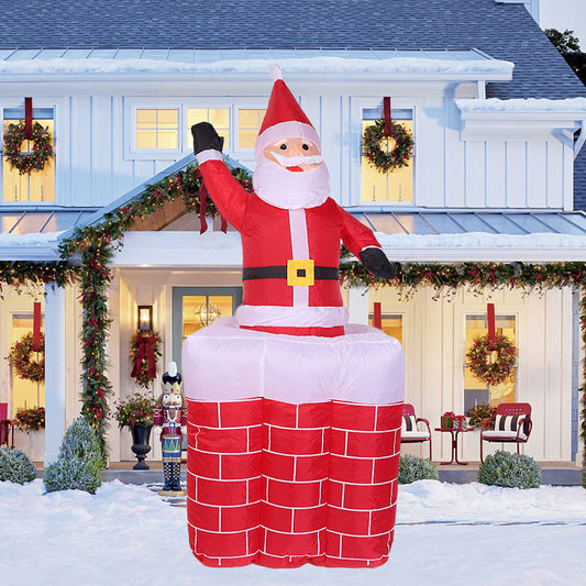 1.8M Christmas Inflatables Santa Claus in The Chimney Up and Down, Outdoor Blow Up Santa Claus Yard Decorations Built-in LED Lights, Easy to Inflate for Indoor Party Lawn Garden Holiday Decor