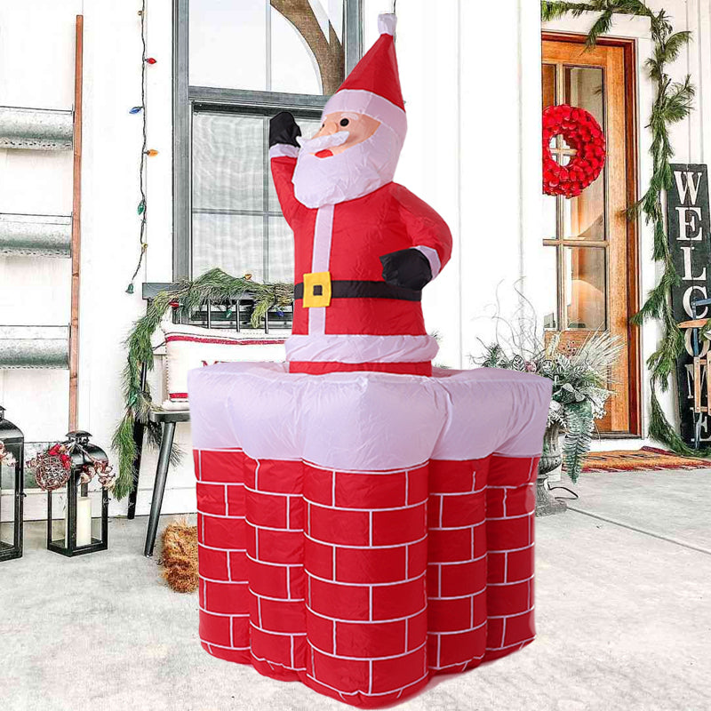 1.8M Christmas Inflatables Santa Claus in The Chimney Up and Down, Outdoor Blow Up Santa Claus Yard Decorations Built-in LED Lights, Easy to Inflate for Indoor Party Lawn Garden Holiday Decor