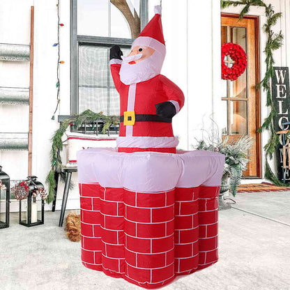 1.8M Christmas Inflatables Santa Claus in The Chimney Up and Down, Outdoor Blow Up Santa Claus Yard Decorations Built-in LED Lights, Easy to Inflate for Indoor Party Lawn Garden Holiday Decor