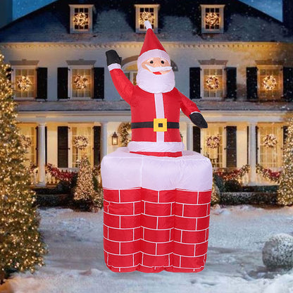 1.8M Christmas Inflatables Santa Claus in The Chimney Up and Down, Outdoor Blow Up Santa Claus Yard Decorations Built-in LED Lights, Easy to Inflate for Indoor Party Lawn Garden Holiday Decor